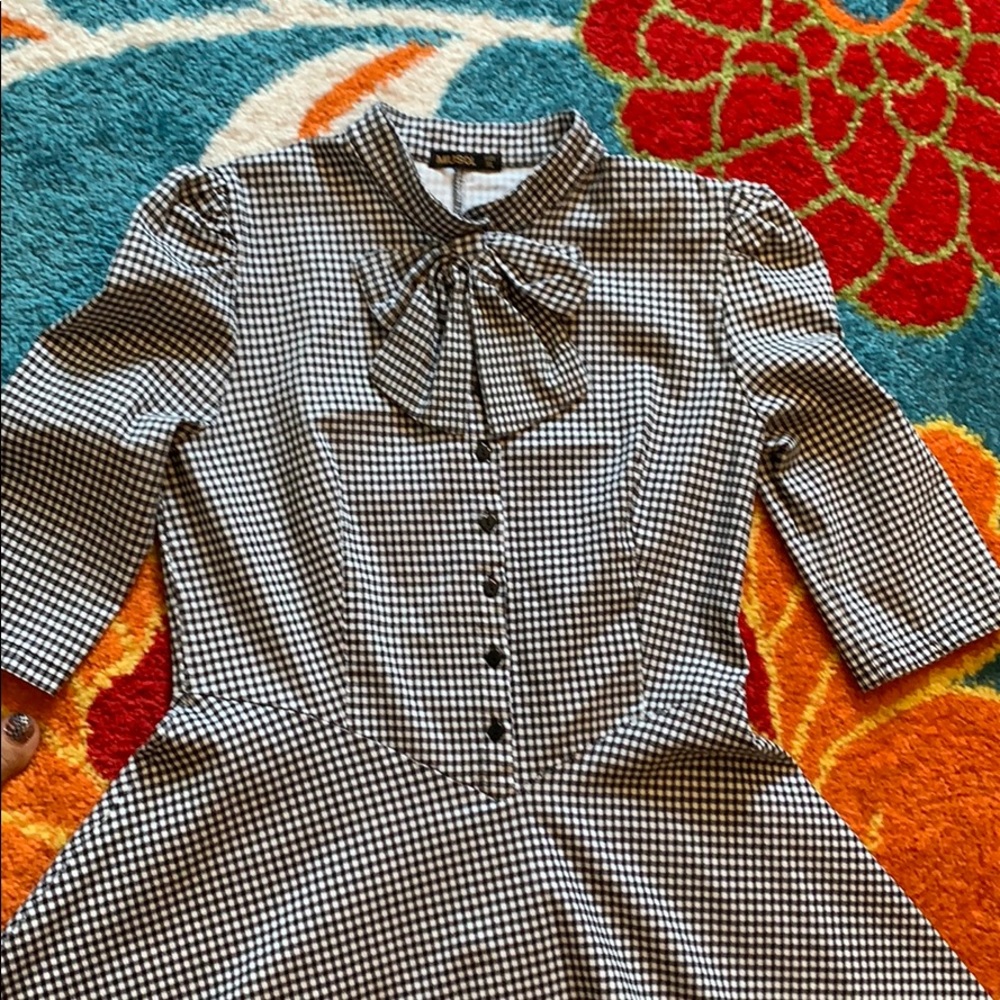 Miusol Black White Gingham‎ Retro Dress Stretchy EUC XL - Picture 2 of 12
